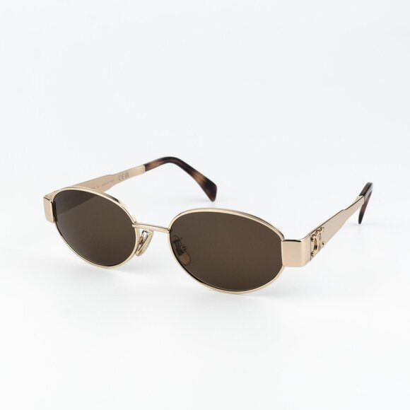 Celine TRIOMPHE Men Sunglasses Rose Gold Brown Square Metal CL40235U 28E NEW - Picture 1 of 16